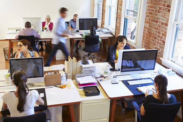 Busy brick office