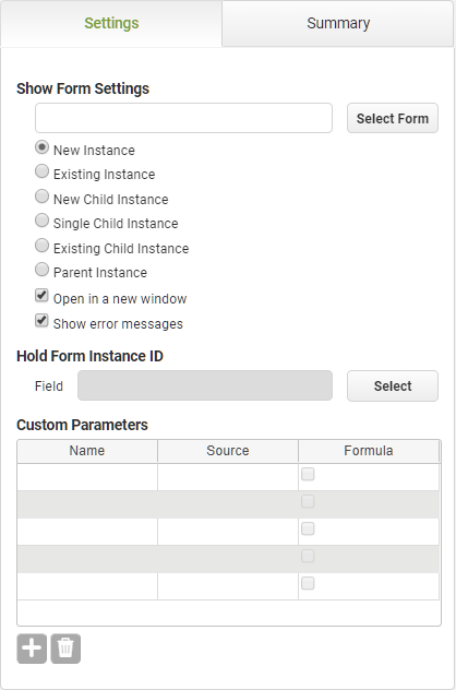 Show Form Settings