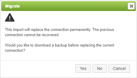 Migrating Connections - Import Over Warning