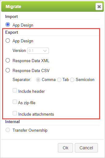 Migrate Dialog