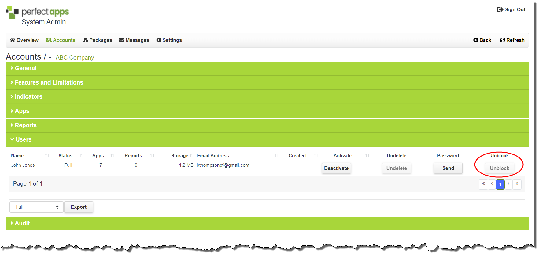 Unblocking a Locked-Out User through the Admin Console