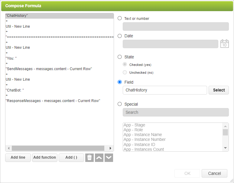 ChatBot Set Field False Formula