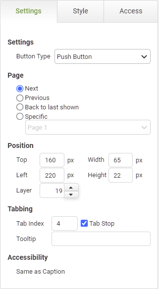 Page Button Settings