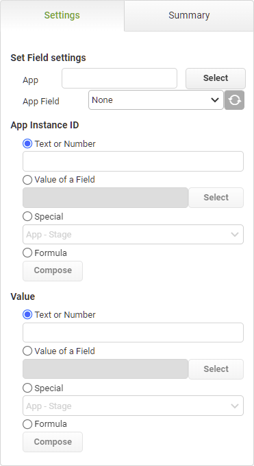 Set Field In Settings