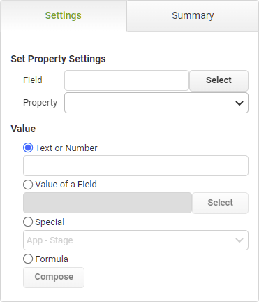 Set Property Settings