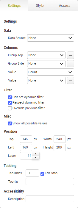 Crosstab Settings