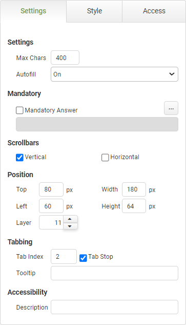 Multiline Text Input Settings