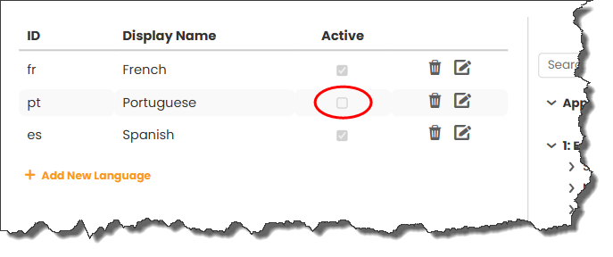Multi-language deactivated language